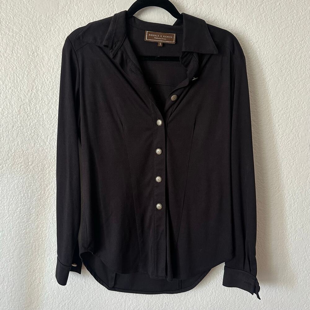 Double D Ranch Long Sleeve Button Front Western Shirt Black Size Small